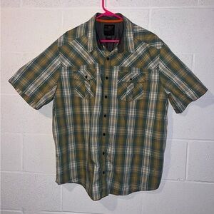 5.11 Tactical Green and Yellow Plaid Button Down Shirt Size XL